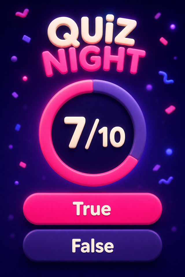 A quiz night app showing a question and four answers to pick from