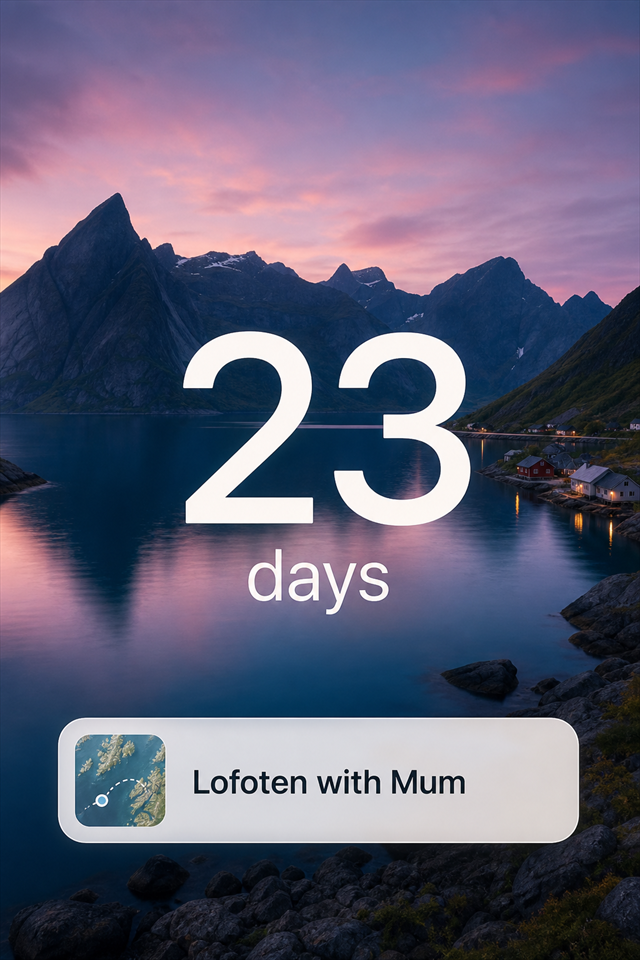 A family trip app counting down the days until the holiday