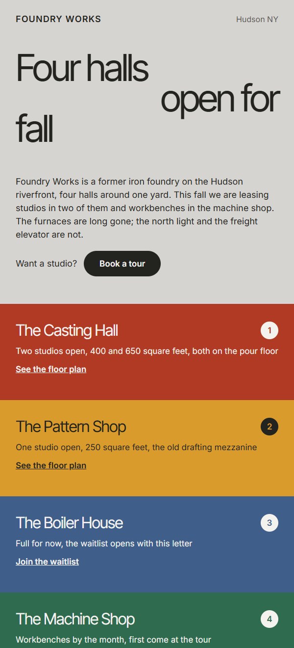 Top of the fall leasing email rendered in light mode