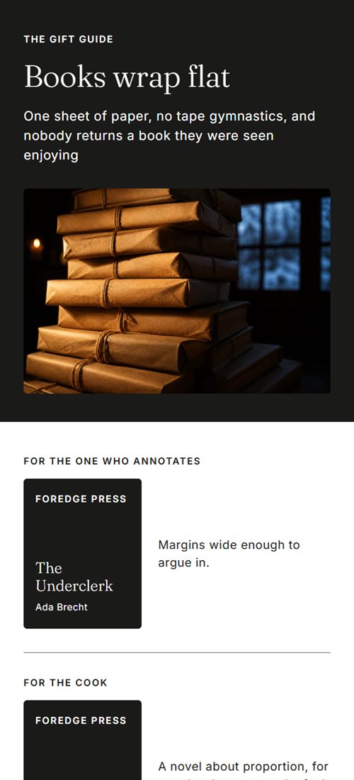 Top of the gift guide email